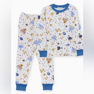 Pottery Barn Kids Festive Blue and Gold Pajama Set